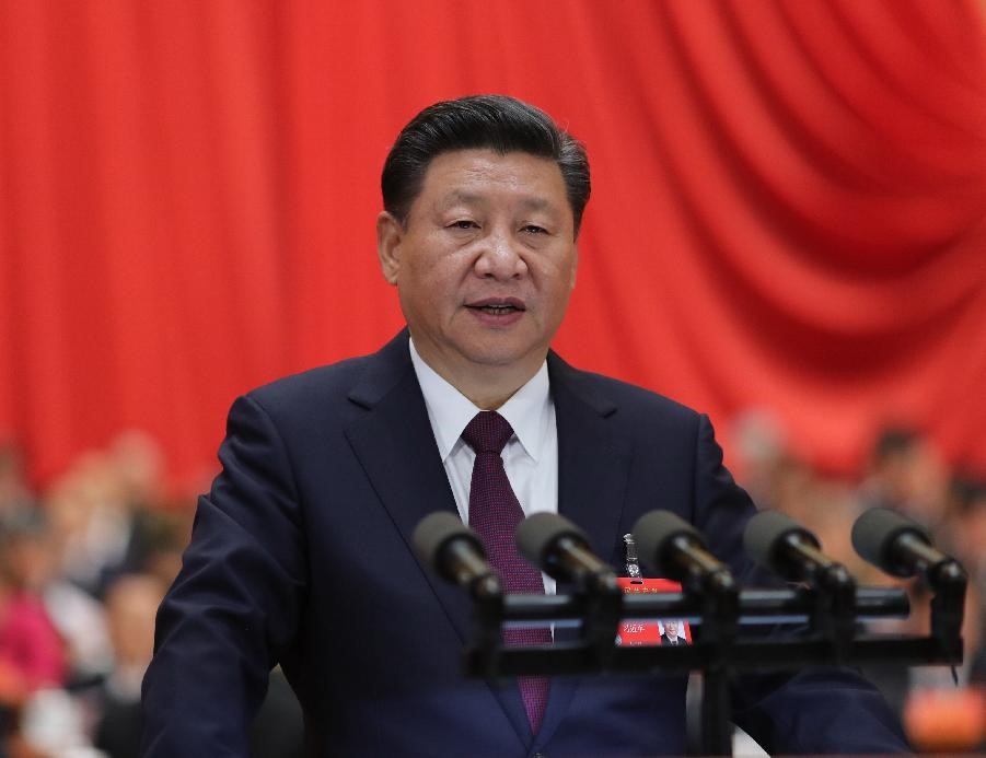 10月18日，習(xí)近平在中國(guó)共產(chǎn)黨第十九次全國(guó)代表大會(huì)上作報(bào)告。